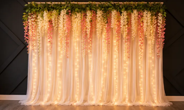 Floral Drapes with Fairy Lights Floral Drapes with Fairy Lights