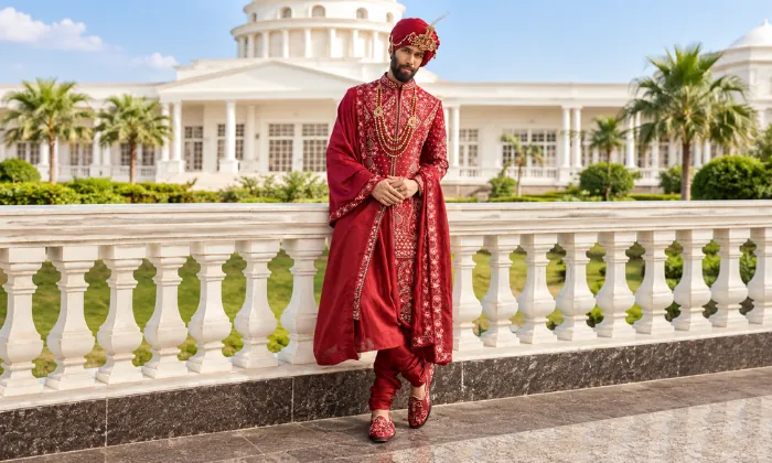 Red Sherwani for men