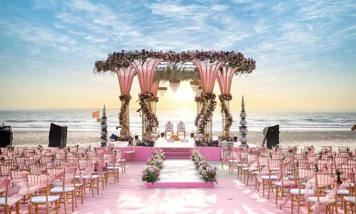 Pink Theme Beach wedding decor