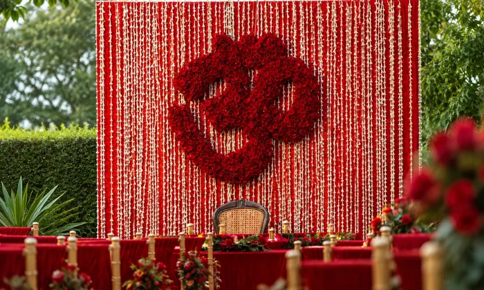 Om Red Floral Wall Om Red Floral Wall