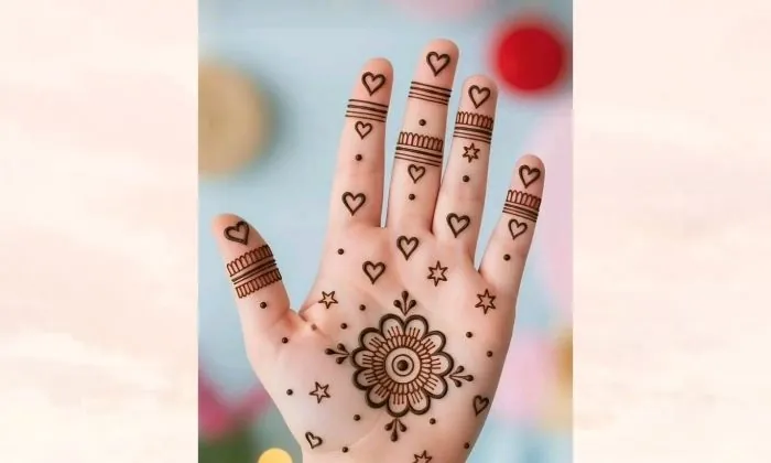 Heart and Flower Palm Mehendi for Kids Heart and Flower Palm Mehendi for Kids