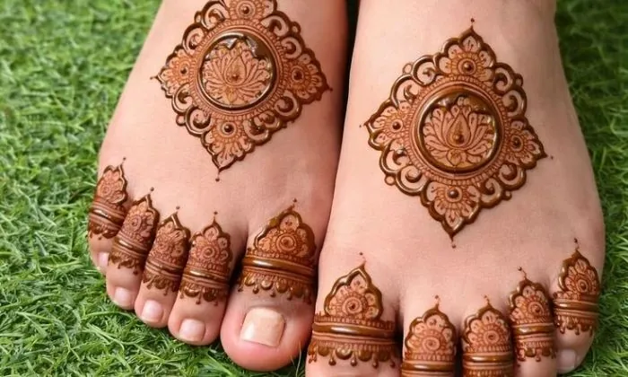 Lotus Mandala Foot Mehndi Design