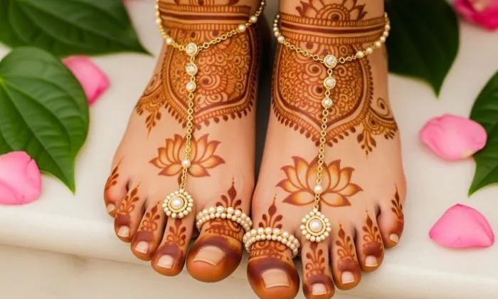 Jewellery Style Foot Mehndi Design