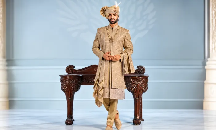 LUXURY GOLDEN COPPER Wedding Sherwani