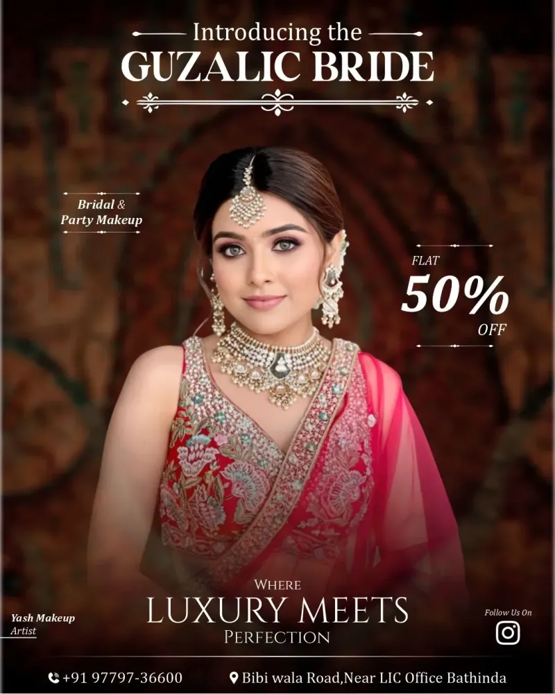 Bridal Makeup Artist portfolio by 𝗚𝘂𝘇𝗮𝗹𝗶𝗰 𝗟𝘂𝘅𝘂𝗿𝗶𝗼𝘂𝘀 𝗦𝗮𝗹𝗼𝗻-Best Makeup Artist in Bathinda/Salon/Treatment for Pigmentation/Beauty Academy/Spa Centre in Bathinda - Photo 1